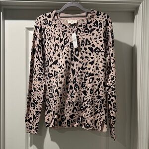 LOFT Pink and Black Leopard Print Sweater
